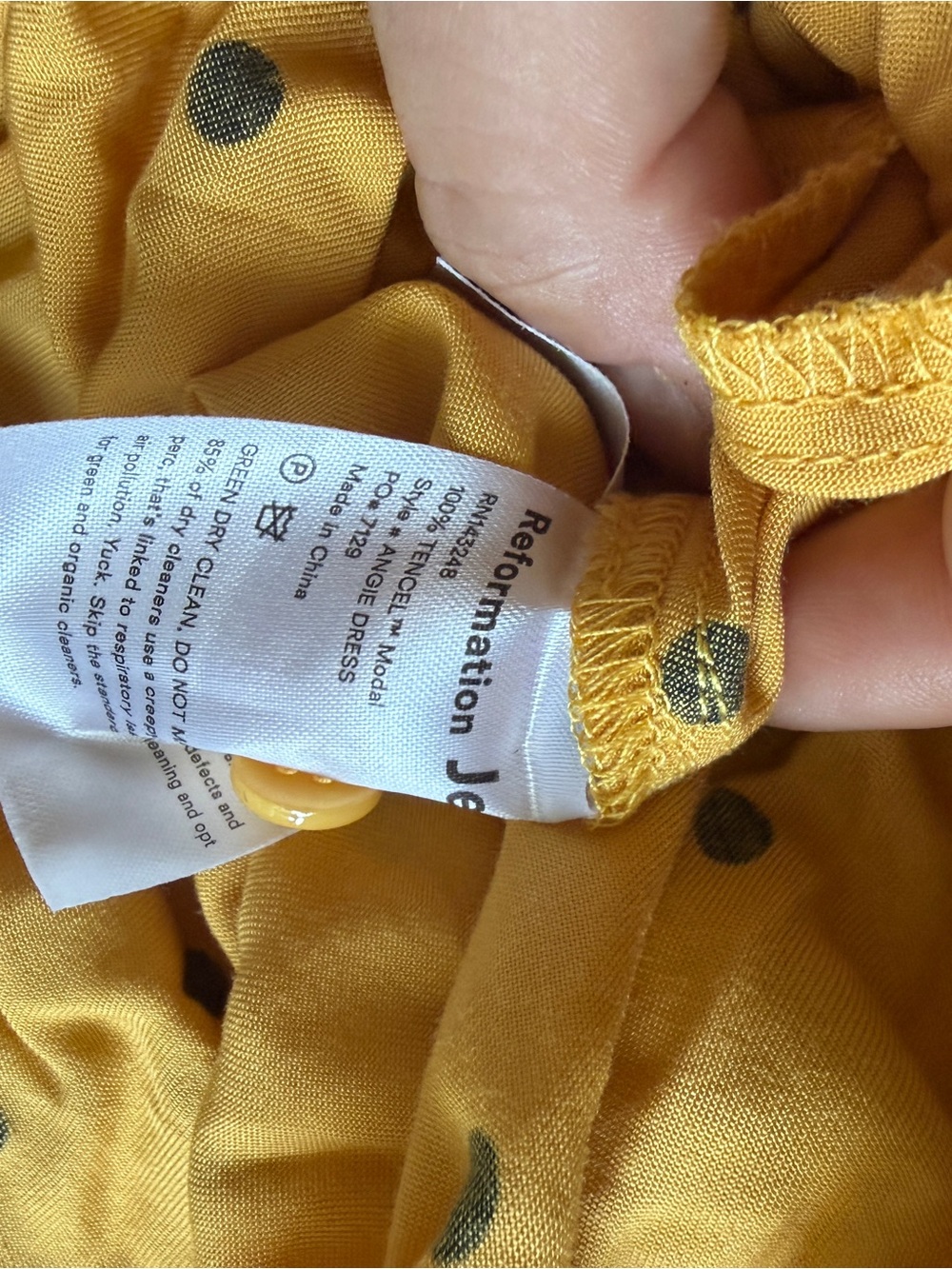 Reformation Long-Sleeve Mustard Polka Dot Mini Dress - Picture 4 of 4